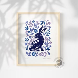 4 Color Rabbit Linocut Print, Hand carved, Wall decor, Lino print, Hand printed, Handcrafted Gift, Original art, Unique gift, Relief print