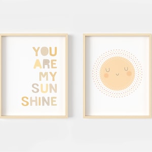 You are my sunshine, nursery print, nursery wall art, boho nursery decor, set of prints, sunshine nursery art, gender neutral, new baby