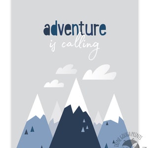 Adventure nursery wall art, Set of 3 Nursery prints, Kids wall art set, Grey Nursery decor, Baby boy gift, Blue Nursery art, Little man cave image 2