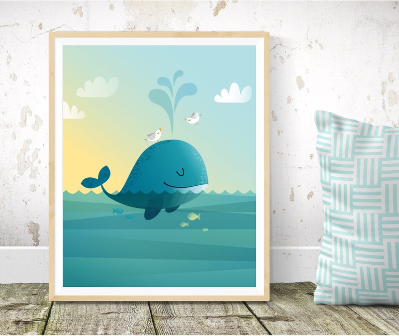 Whale Nursery Print Nursery Wall Art Nursery Decor Kids Etsy