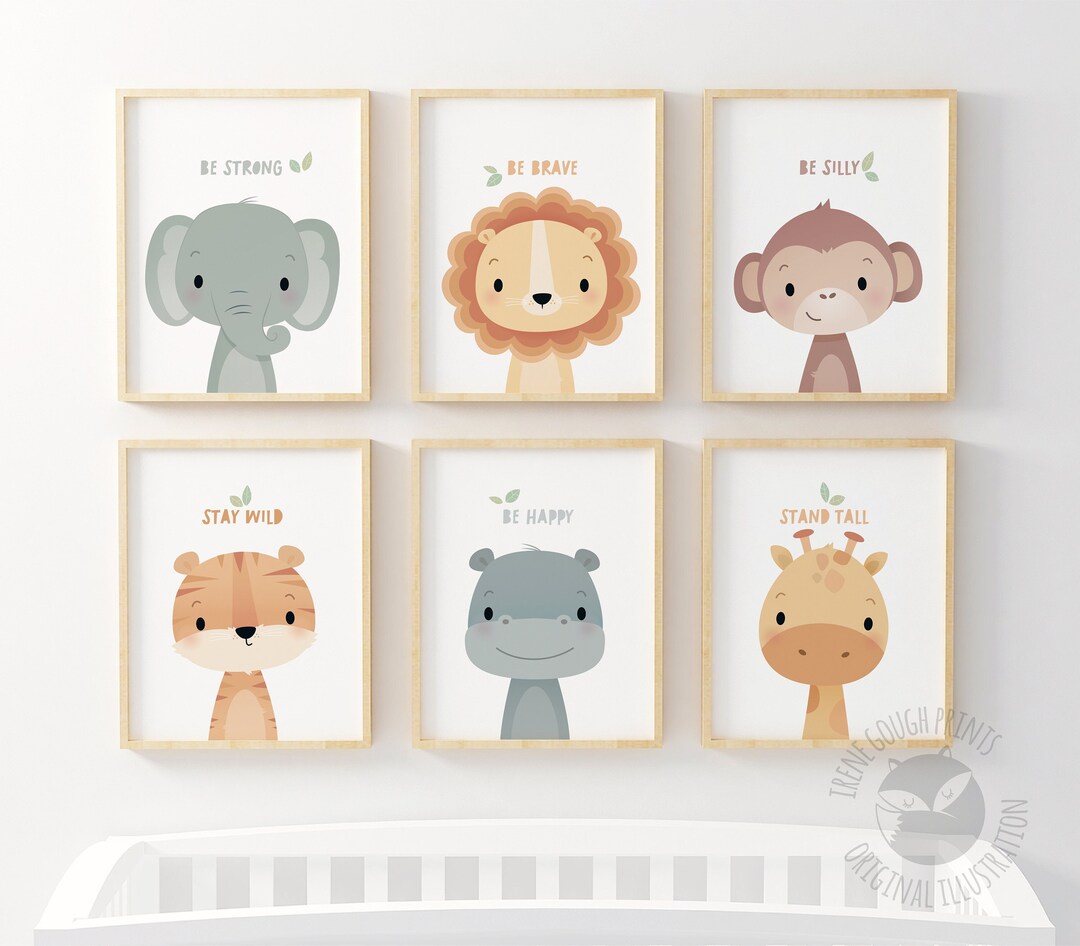 Safari Animal Nursery Prints, Kids Room Decor, Nursery Wall Art, Gender ...