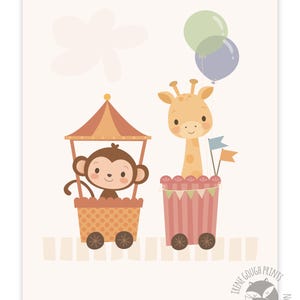 Nursery decor, nursery wall art set, nursery art, baby boy decor, baby shower gift, childrens art, kids illustration, cute animal art train image 3
