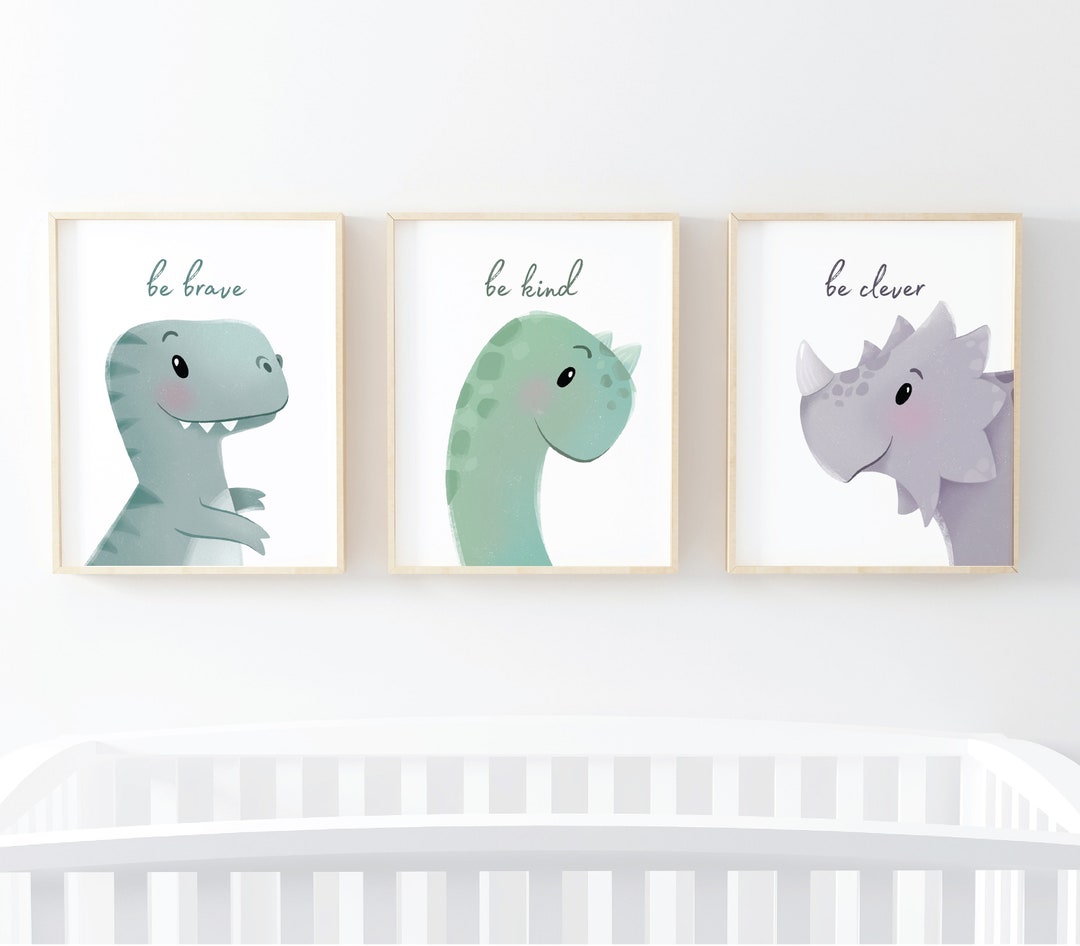 Nursery Wall Art, Dinosaur Decor, Nursery Art Boy, Nursery Decor, Set ...