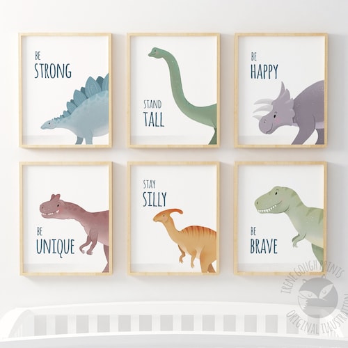 Dinosaur Bedroom Wall Art Set of 3 Prints Boys Room Dinosaur Etsy