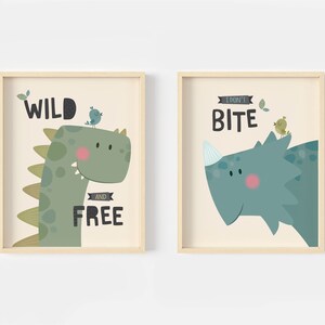 Dinosaur Nursery Print Set: Kids Room Wall Art