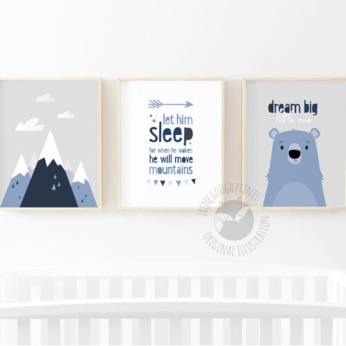 Blue and Grey Printable Wall Art for Nursery Decor Digital Etsy