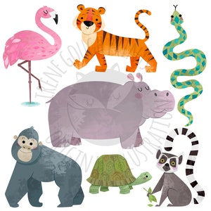 Cute Safari Animals, Hand-drawn, Clip Art Bundle, Commercial License ...