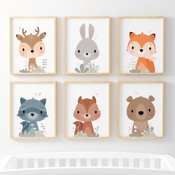 Woodland Nursery wall art, Nursery prints, Nursery art, Nursery decor, Animal nursery art, Set of prints, Peekaboo animals, Forest animals