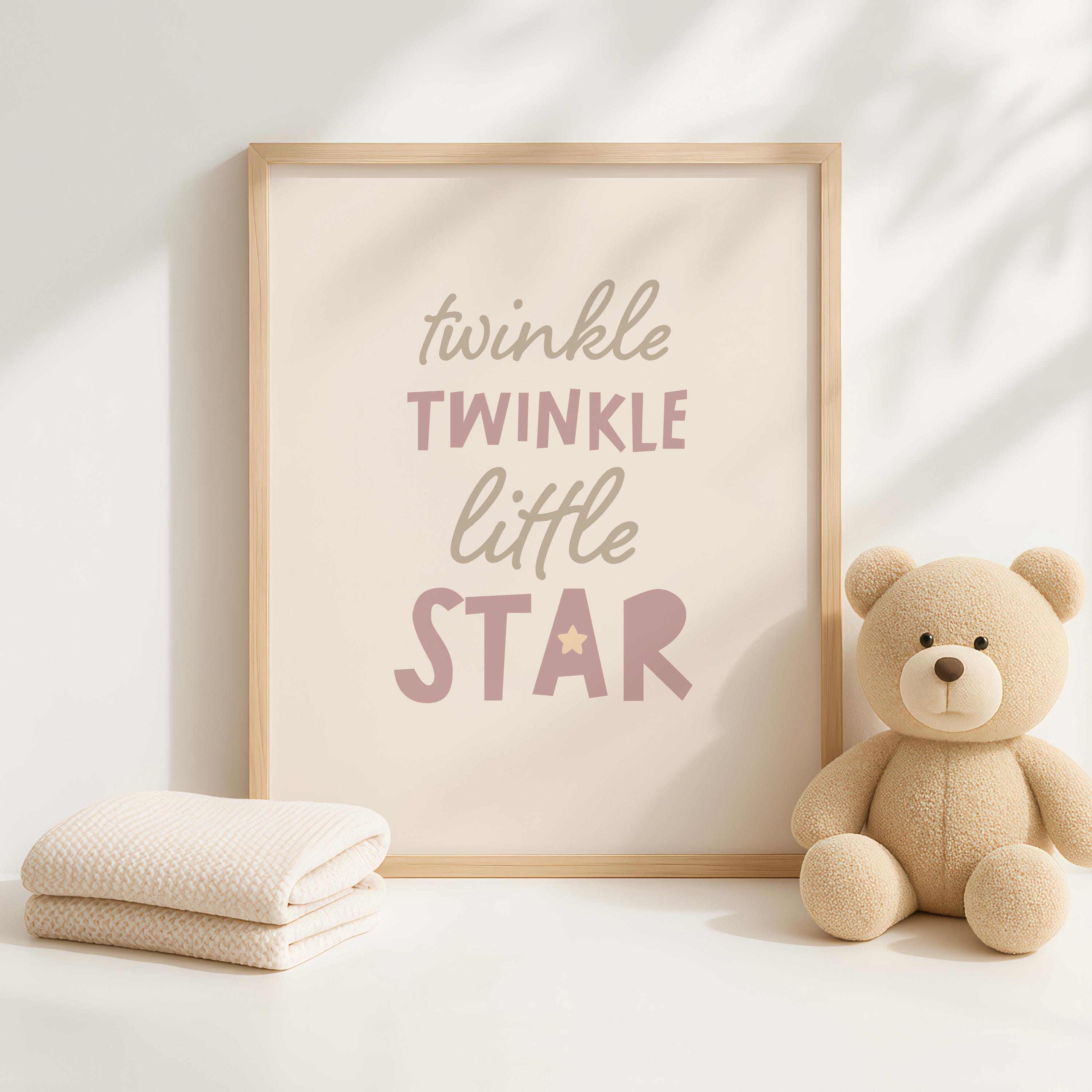Twinkle Twinkle Little Star Nursery Wall Art Set of 2, Pink or Blue ...