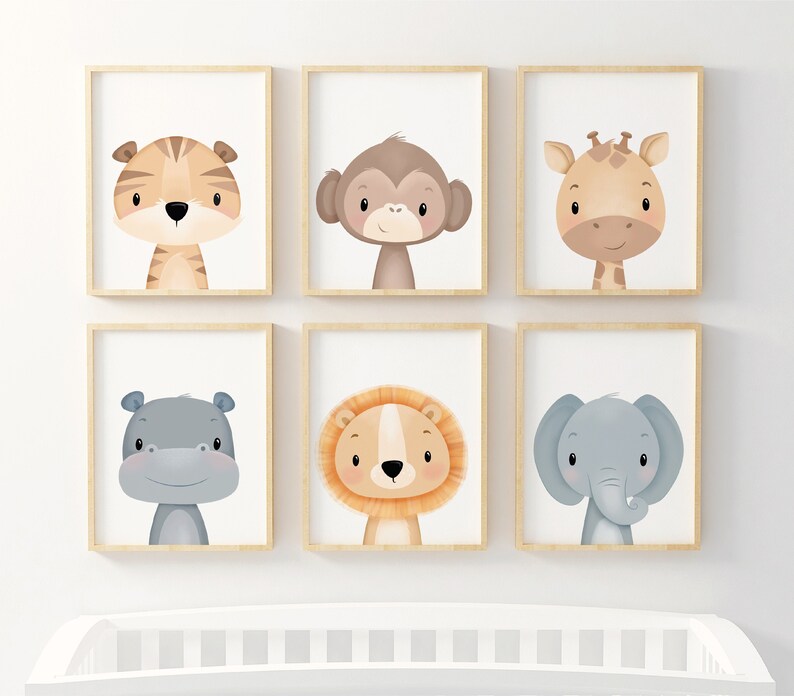 Safari nursery wall art Set of nursery prints Animal nursery Etsy