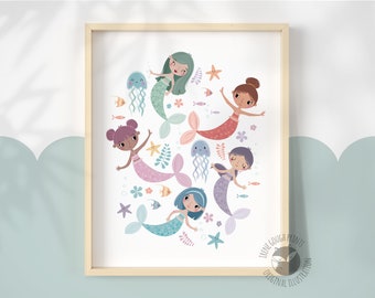 Mermaid Nursery Print: Under the Sea Girls Room Decor