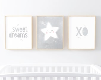 Nursery wall art, Sweet dreams Print, Nursery quote prints, Unisex nursery, Neutral Nursery Decor, xo print, New Baby Gift, Baby Shower gift