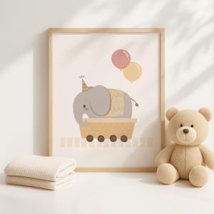 Nursery decor, nursery wall art set, nursery art, baby boy decor, baby shower gift, childrens art, kids illustration, cute animal art train image 7