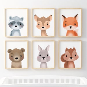 Woodland nursery decor, Nursery wall art, Nursery prints, Woodland prints, Kids wall art, Baby animal nursery, Forest print, Neutral Nursery