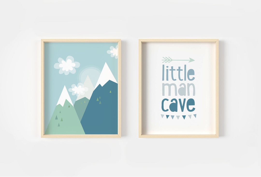 Little Man Cave Nursery Wall Art Mountains Nursery Decor Etsy