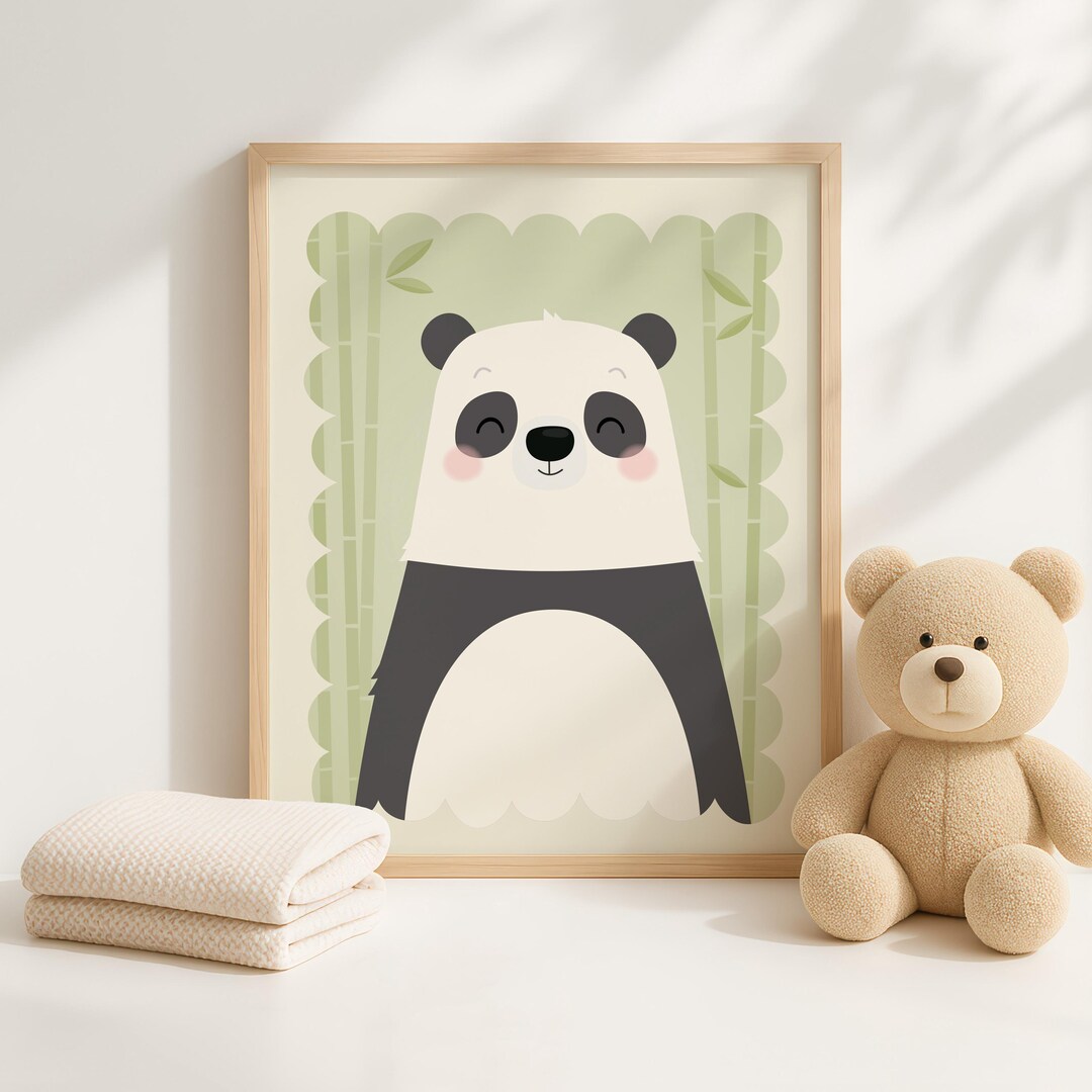 Panda Nursery Wall Art – Neutral Baby Room Decor – Panda Bear Print for ...