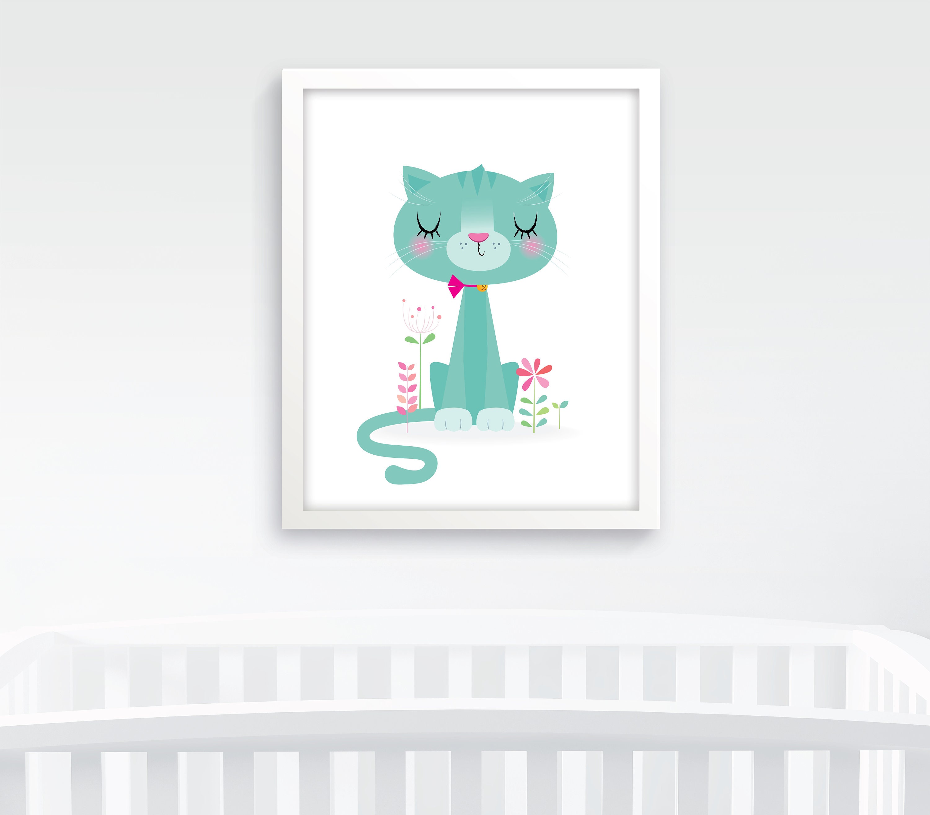 Girl Nursery Art Nursery Decor Cat Nursery Print Cute | Etsy