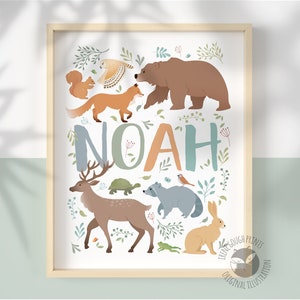 Woodland Name Print: Custom Nursery Wall Art