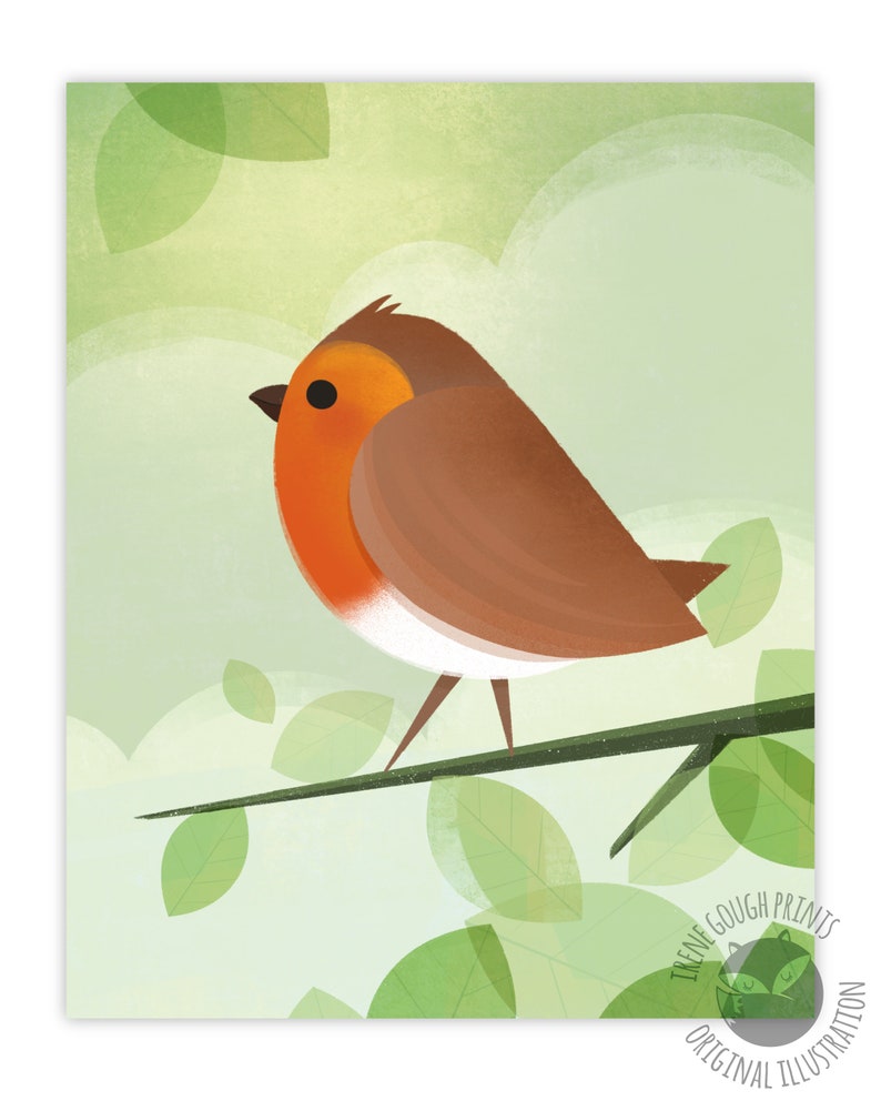 Robin print Wall decor, Irish bird print, Robin art, Irish Robin, Robin Redbreast, bird art, wildlife, new home gift, cute robin gift image 2