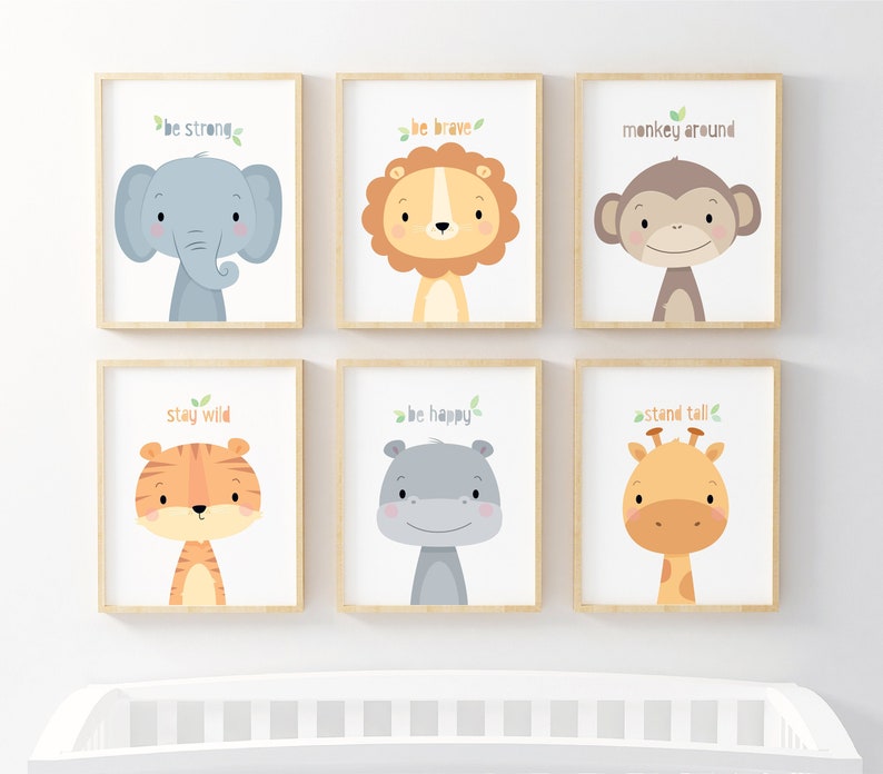 Safari Nursery Wall Art Nursery Decor Gender Neutral Baby Etsy
