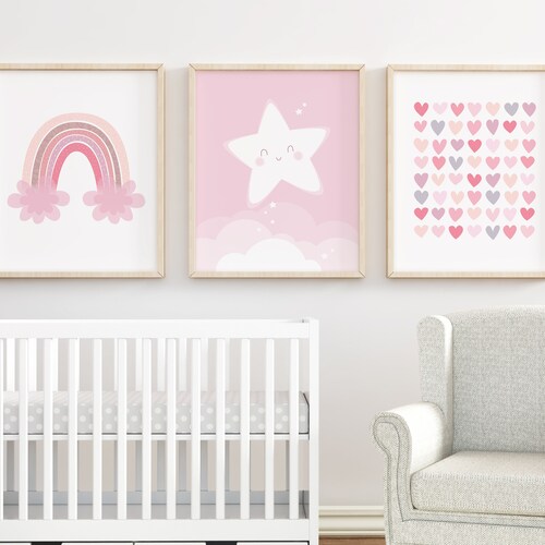 Rainbow Nursery Prints Rainbow Wall Art Set of 3 Nursery Etsy