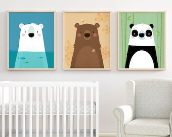 Nursery wall art, Nursery prints, Kids wall art, Nursery decor, Baby boy gift, Nursery art, Kids room decor, Bear prints, New baby boy