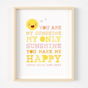 Impression de chambre d&#39;enfant You Are My Sunshine : décoration de chambre d&#39;enfant