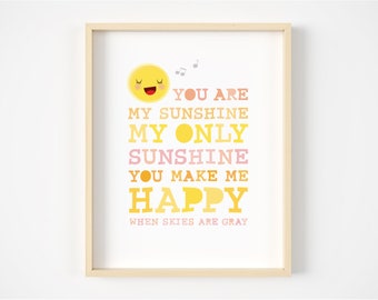 You Are My Sunshine Nursery Print: Kids Room Decor