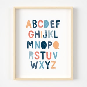 Kinderkamerinrichting, alfabetposter, neutraal alfabet, alfabetmuurkunst, alfabetafdruk, print kinderkamer, kinderkamerinrichting, ABC-afdruk, ABC-poster