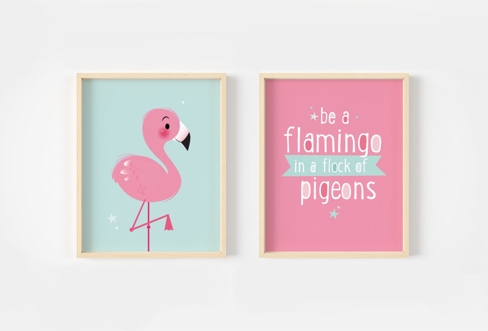 Flamingo Nursery Print Set Nursery Wall Art Girls Room | Etsy