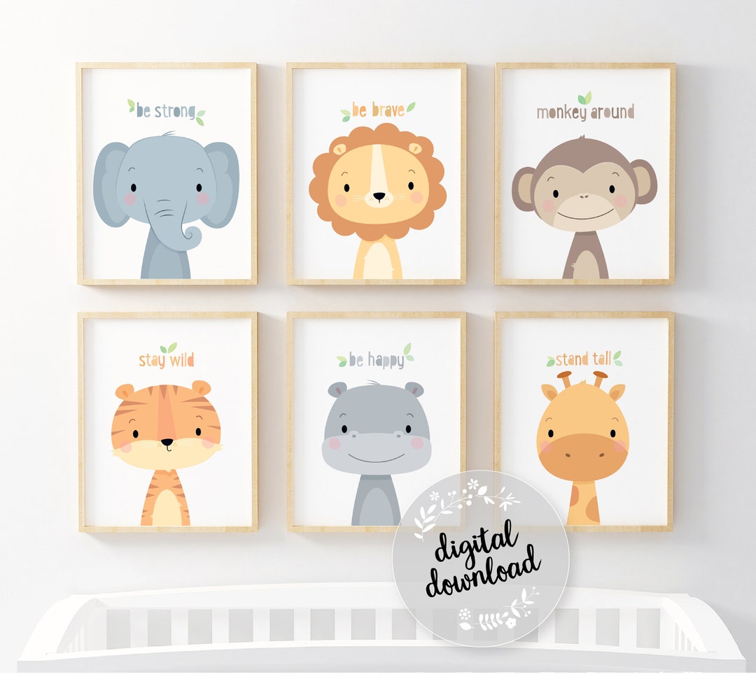Printable Safari Nursery Prints, Digital Nursery Wall Art, Nursery ...
