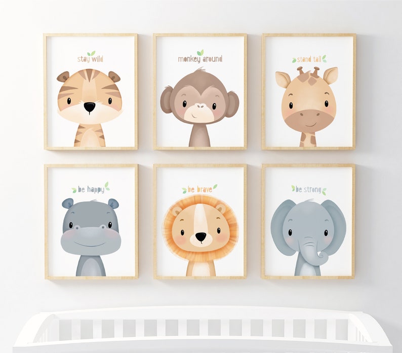 Kids decor Kids wall art Set of prints Nursery decor Nursery prints Jungle animal prints Nursery wall art Safari nursery Animal art