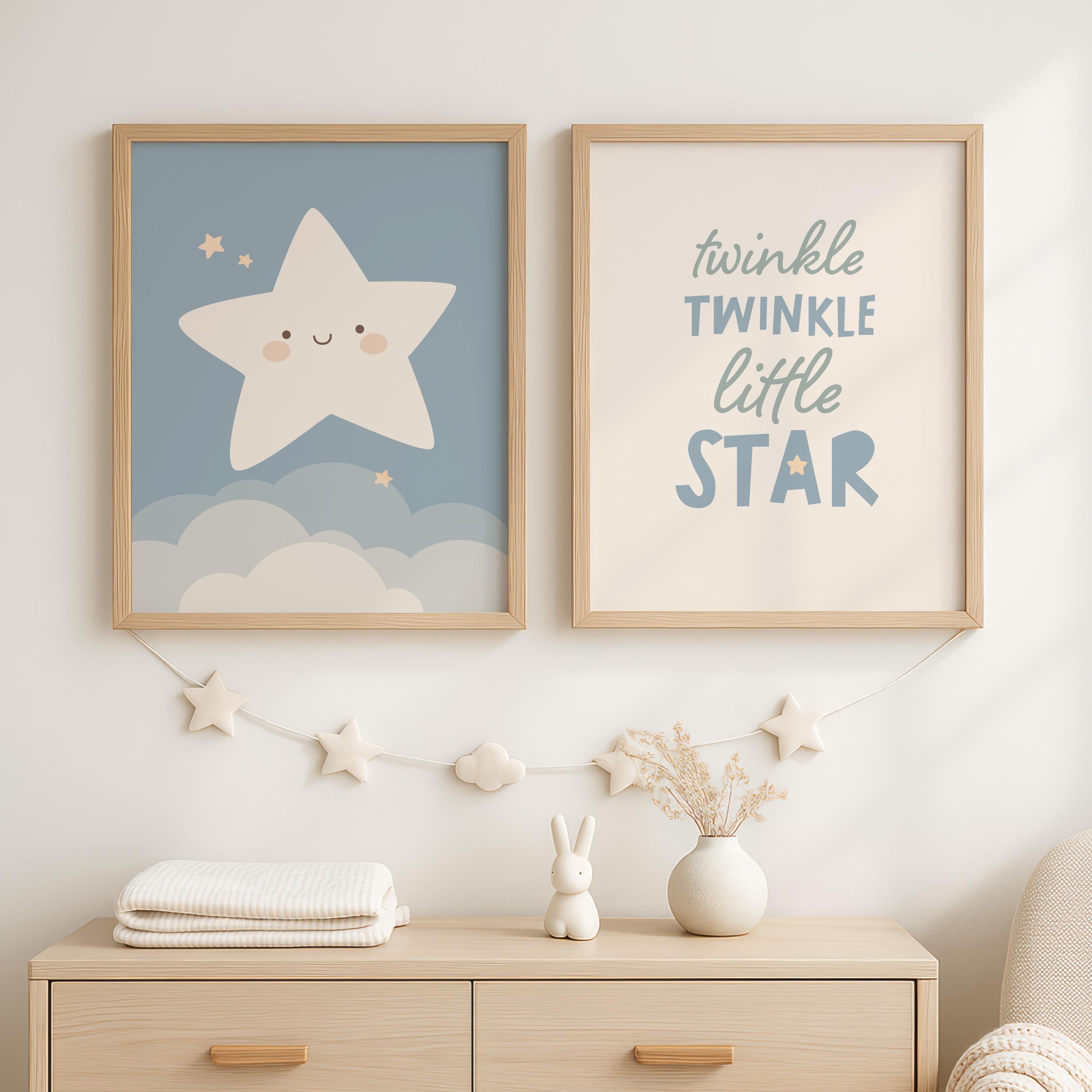 Twinkle Twinkle Little Star Nursery Wall Art Set of 2, Pink or Blue ...