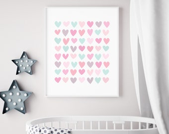 baby girl nursery wall art, nursery art, baby girl gift, new baby gift, nursery decor girl, baby shower gift, Scandinavian art, heart print