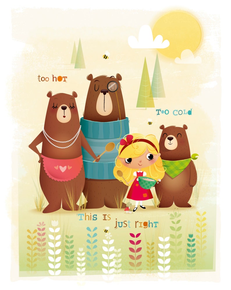 Goldilocks and the Three Bears Storybook Art Girls Nursery - Etsy Canada