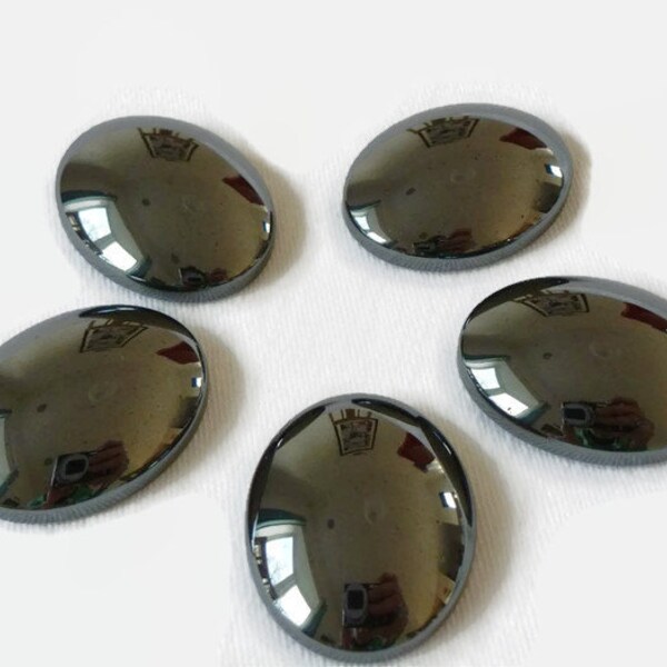 30mm x 22mm Oval Hematite Cabochon Gemstone x 1