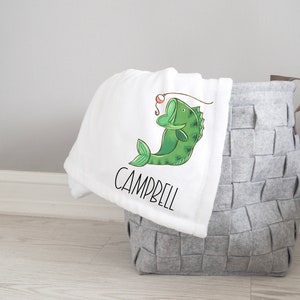 Bass Fishing Gepersonaliseerde Baby Deken / Vissen Baby Deken / Gepersonaliseerde Baby Deken / Baby Shower Gift