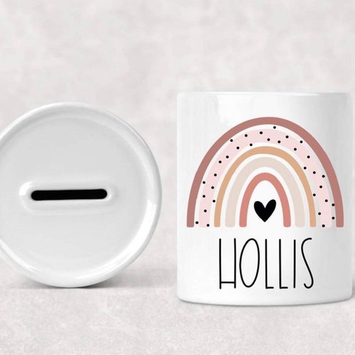 Personalised Boho Rainbow Money Jar Ceramic Money Box Etsy