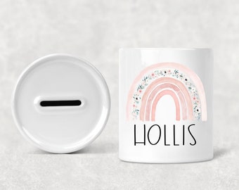 Personalised Modern Rainbow Money Pot Piggy Bank