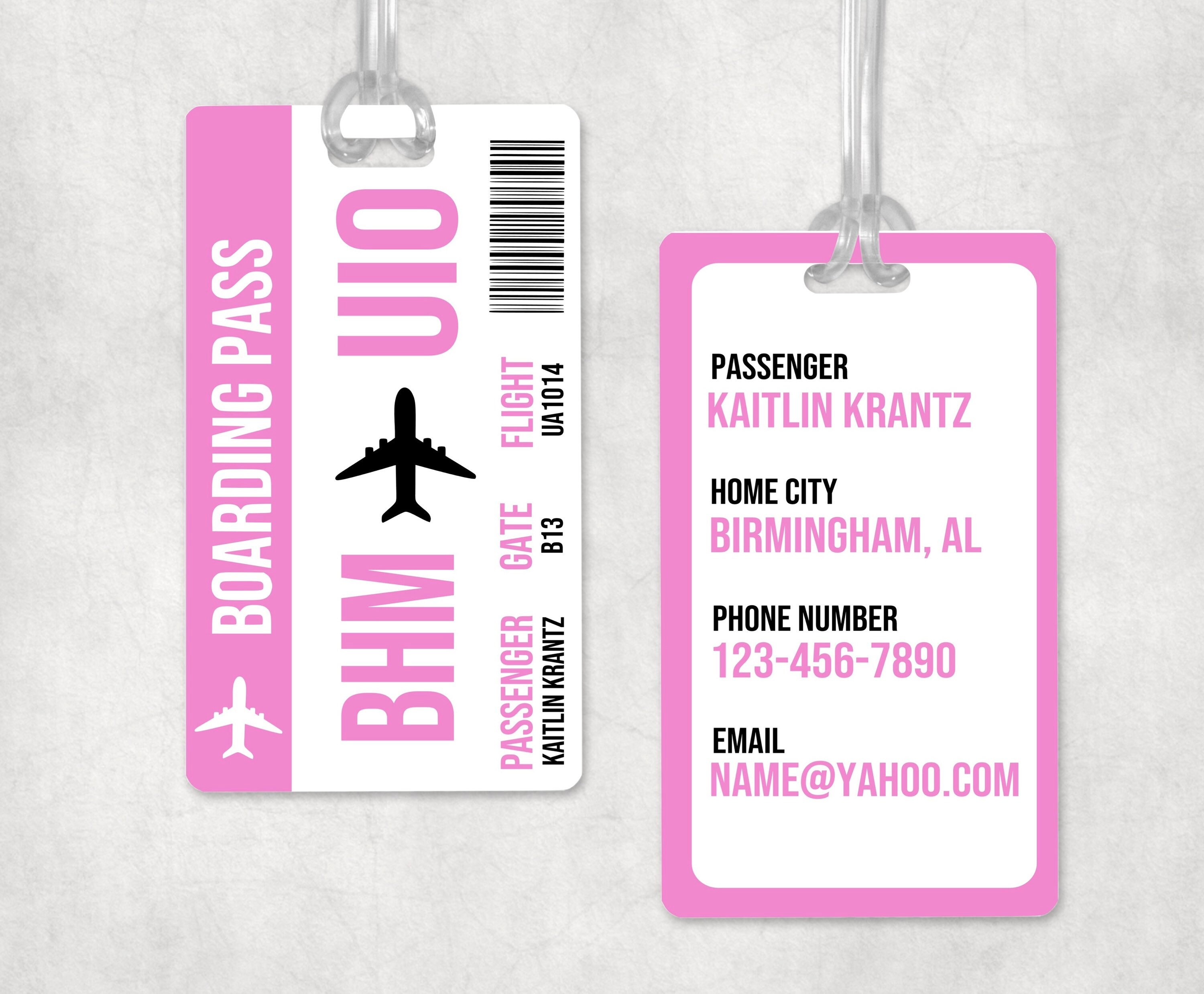 Boarding Pass Personalized Luggage Tag / Monogrammed Bag Tag / Etsy