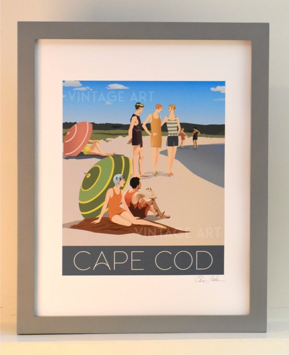 Beach Art Print Beach Art Giclee Vintage Beach Art Cape Etsy