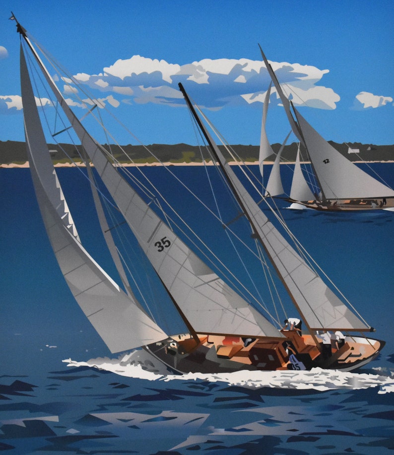 Sailboat Giclee Print, Vintage Sailboat Print, Vintage Sailboat Poster