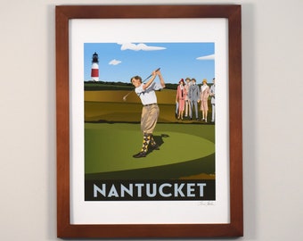 Vintage Golf Giclee Print, Vintage Golf Print, Nantucket, Golf Art, Golf Print, Vintage Golf Poster, Vintage Sports Print, Sports Poster