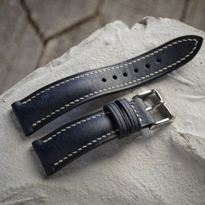 Navy Blue Pueblo Leather Watch Strap / Band, Vintage Strap 16mm / 17mm / 18mm / 19mm / 20mm / 21mm / 22mm / 23mm / 24mm / 25mm / 26mm