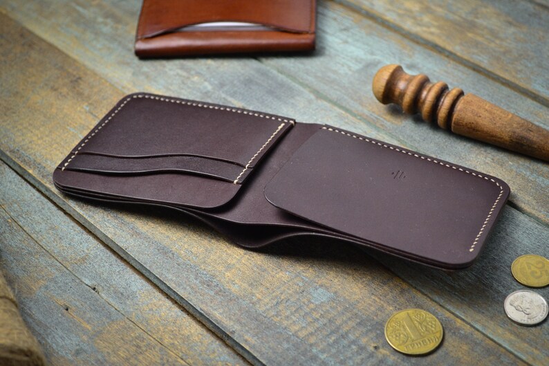 Bifold Minimalist Wallet Thin Leather Wallet Card Holder Wallet - 