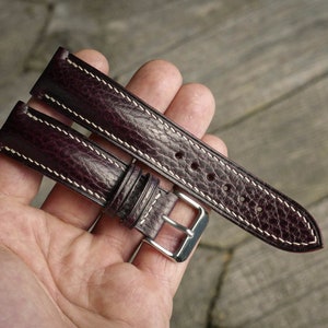 Bracelet de montre en cuir bordeaux, bracelet de montre rembourré fait main 16 mm 17 mm 18 mm 19 mm 20 mm 21 mm 22 mm 23 mm 24 mm 25 mm 26 mm