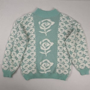 Vintage 80s Private Eyes Women's S Sweater Fairy Kei Pastel Kawaii Rose Metallic