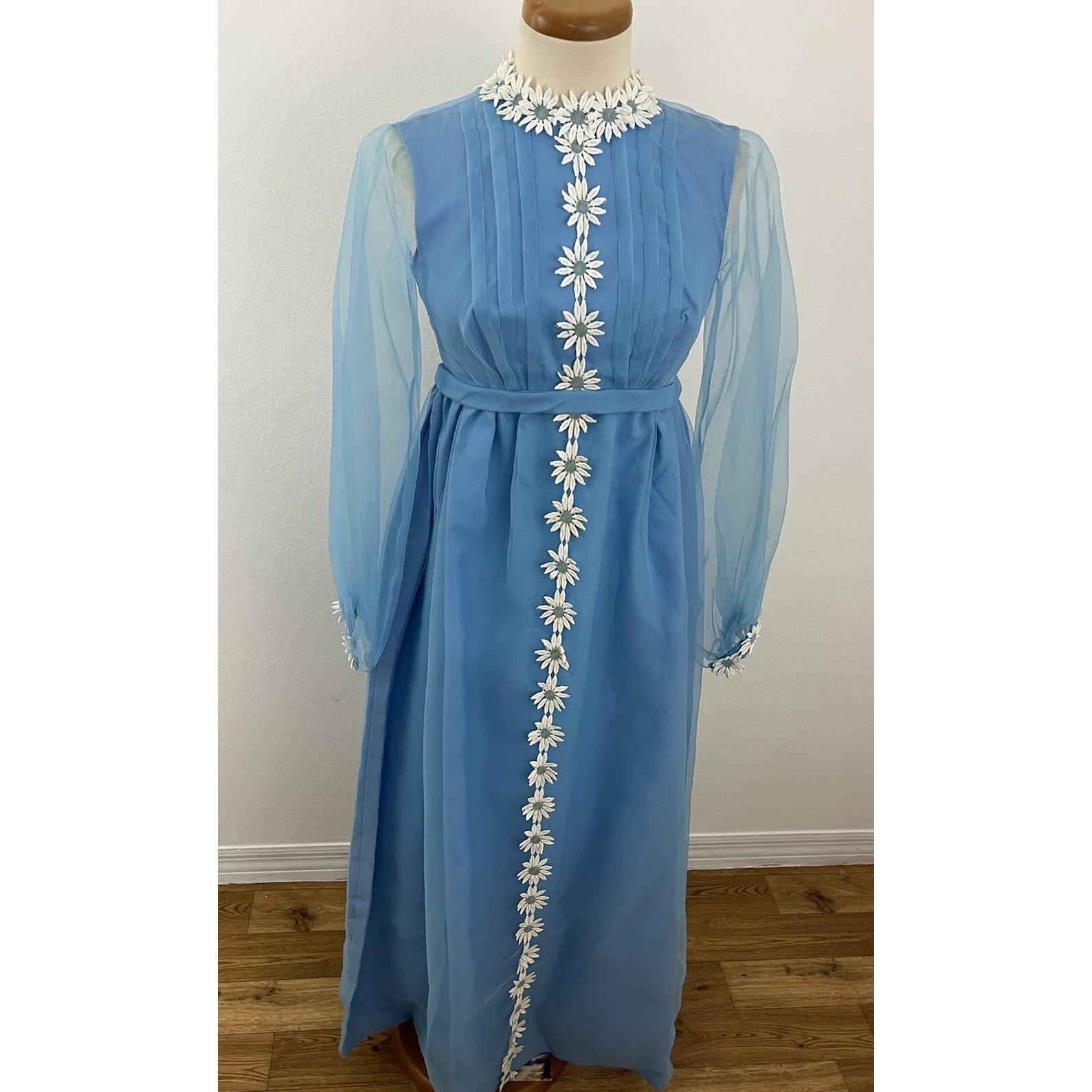 sachin and babi light blue dress Vtg 80s SPEED FASHiON Long Mint Green Daisy Chiffon Sleeveless Gown Sz 7/8  Prom