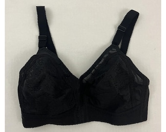 Vintage Montgomery Ward 36C Bra Black Wirefree Full Coverage Lightly Lined
