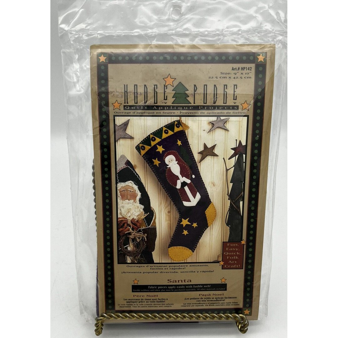 Hodge Podge Quilt Applique Project Santa Christmas Stocking Kit Folk